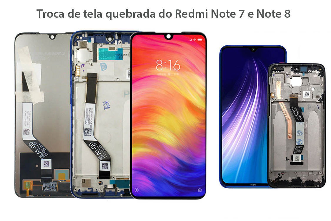 Troca de tela quebrada do Redmi Note 7 Troca de tela quebrada do Redmi Note 7